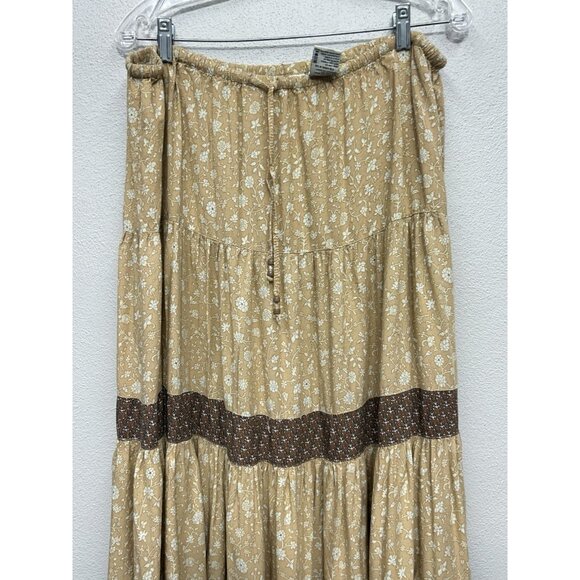 Vintage White Stag Maxi Skirt Womens Large Floral Tiered Boho Peasant Cottage - Picture 4 of 6
